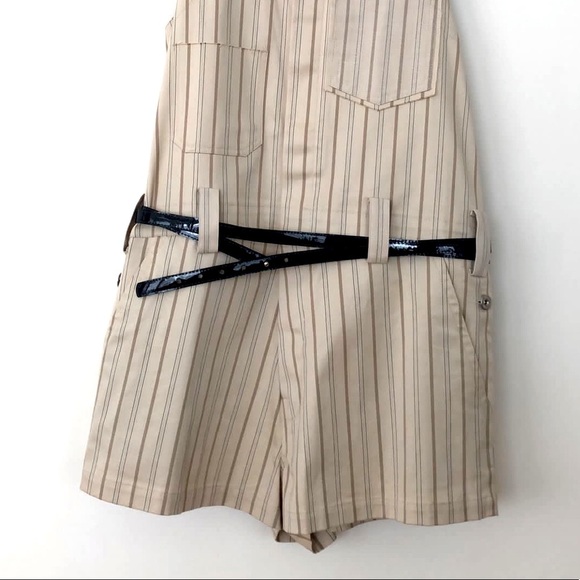 Maria Garcia Romper Jumpsuit Denim Sleeveless Striped Utility 💯 Cotton Size 6 - Picture 7 of 8